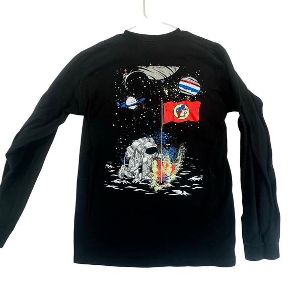 Buc-ee’s Beaver Graphic Long Sleeve T-Shirt Size S Black Space Astronaut Themed - Picture 1 of 7